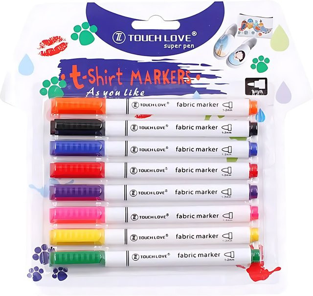 8-teiliges wasserfestes Textilmarker-Set in Multicolour für DIY-Kunst auf Stoff, Kleidung, Schuhen, Holz und Stein - Bild 1