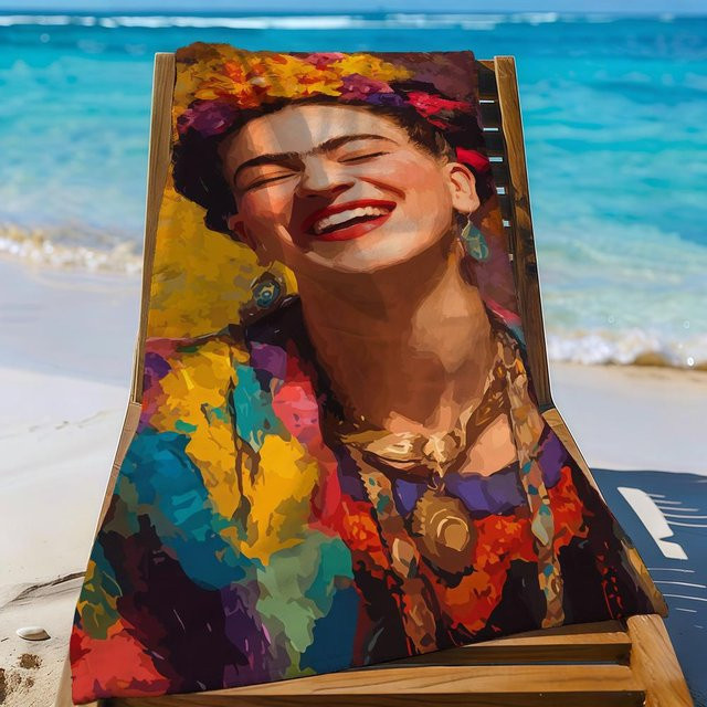 Ka Chen Mutong Strandhandtuch Frida Kahlo Design, schnelltrocknend und sanddicht, Microfaser, B: 40 cm, H: 60 cm - Bild 1