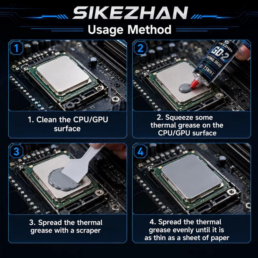 SIKEZHAN GD900 GD-2 Wärmeleitpaste Silikonfett für CPU GPU LED Kühlkörper, 2 Stück à 30g - Bild 1