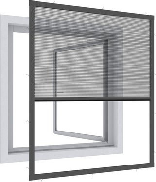 WINDHAGER Insektenschutz IS Expert Plisseefenster aus Polyester, grau, B: 130 cm, H: 150 cm - Bild 1
