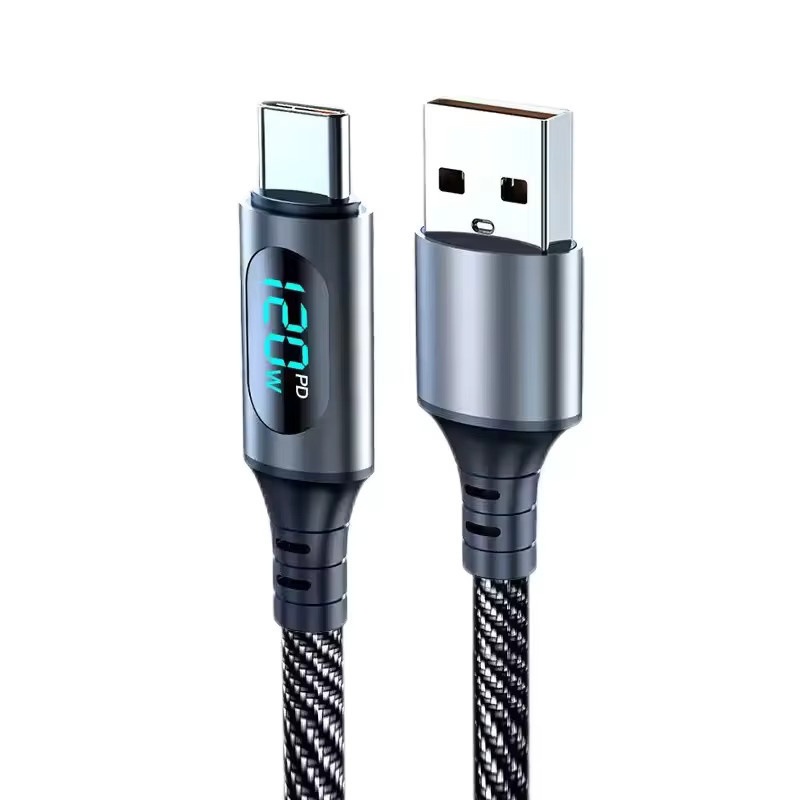 NNBILI USB-C auf USB-A Ladekabel mit digitaler Anzeige, 120W Superschnelles Laden, Schwarz - Bild 6
