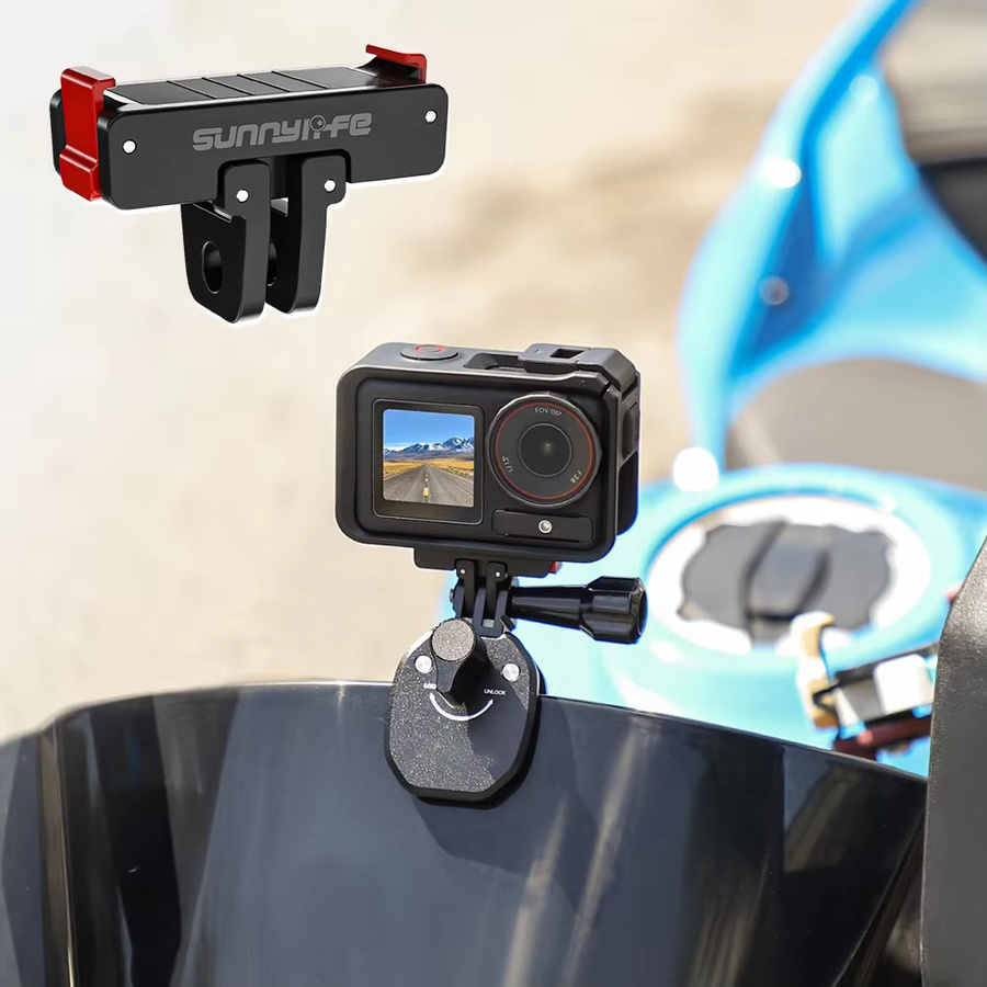 Magnetischer Kamera-Montagesockel aus Aluminiumlegierung mit Schnellspanner und zwei Klauen-Adaptern in Schwarz für DJI Osmo Action 5 Pro, 4, 3 und 2 - Bild 4