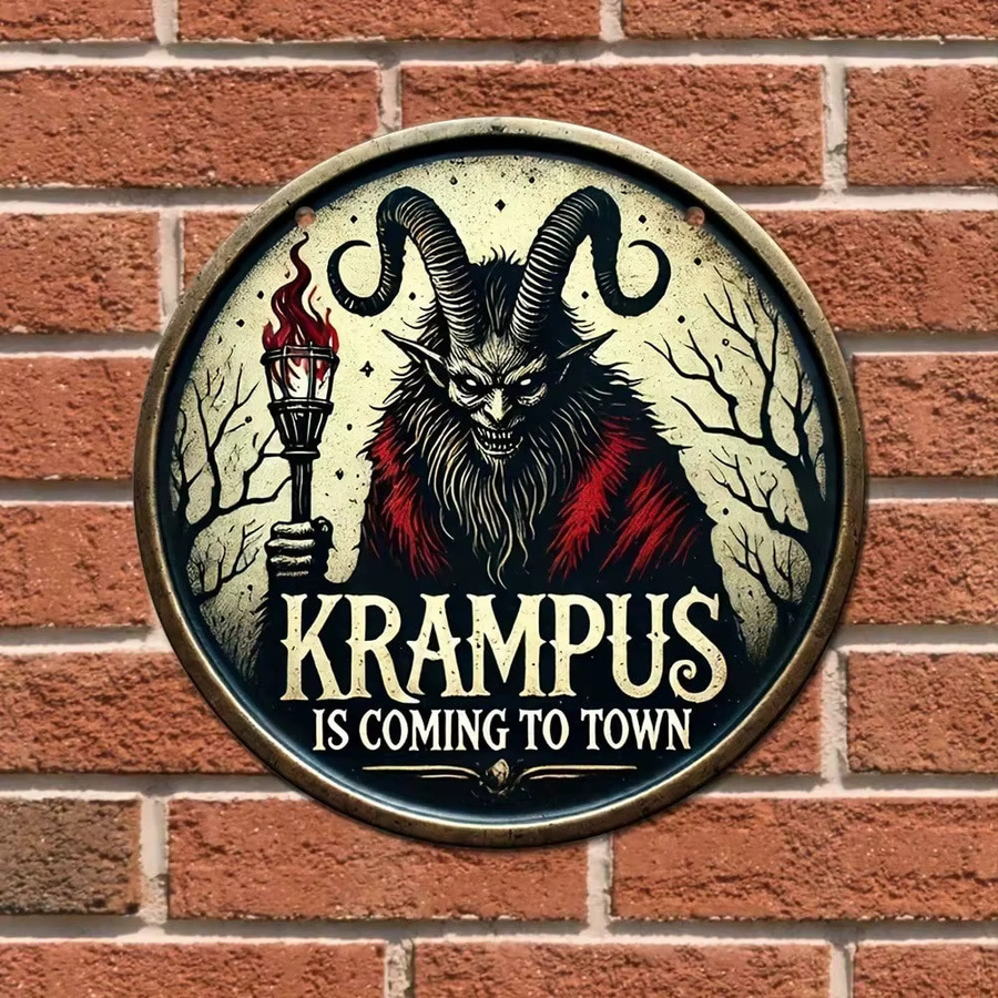 Potdemiel Wanddekoration Krampus kommt in die Stadt Vintage Eisenblech Wandbild Multicolor B: 30,0 cm, H: 20,0 cm - Bild 4