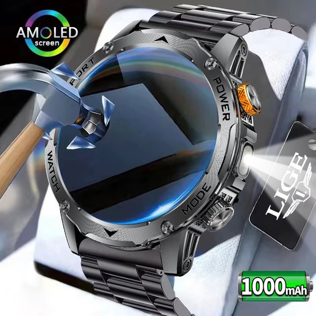 LIGE Smartwatch, 1,7 Zoll, Silikon, Schwarz, Herren - Bild 1