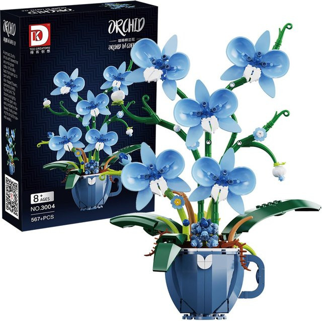 Moc Orchideen Blumenstrauß Bonsai Pflanzenmodell Bausteine - Bild 1