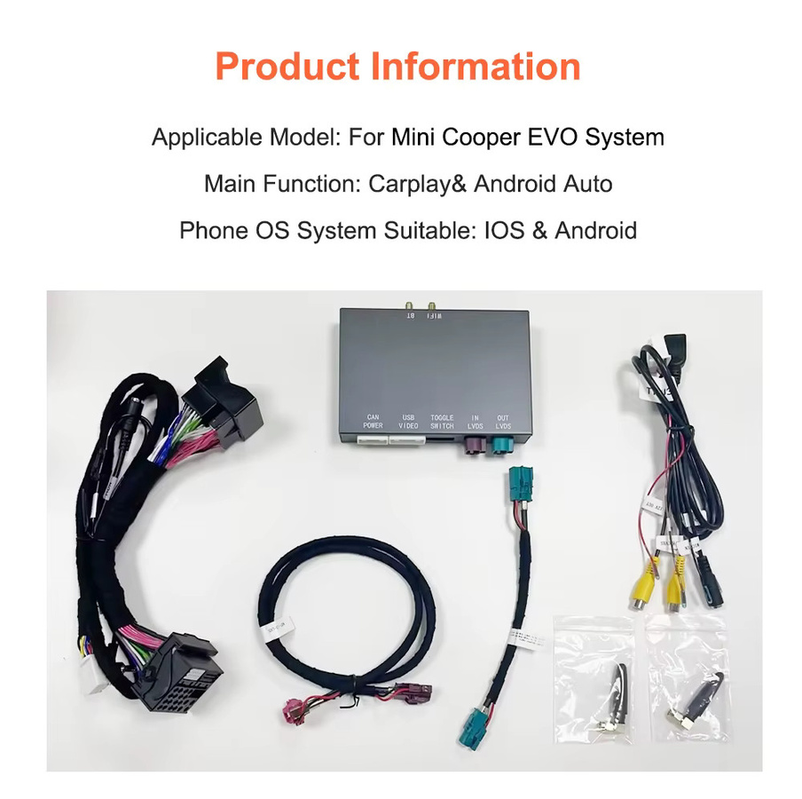 Bonroad OEM Bildschirm-Upgrade-Modul für BMW EVO System, Carplay und Android Auto Nachrüstsatz für Mini Cooper F54 F55 F56 F57 F60, Schwarz - Bild 6