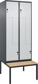 C+P Z-Spind Classic PLUS Sitzbank mit 4 Fächern und Sicherheits-Drehriegel, Sitzfläche aus Buche-Hartholz, B/T/H: 212,0 x 80,0 x 81,5 cm - Bild 1