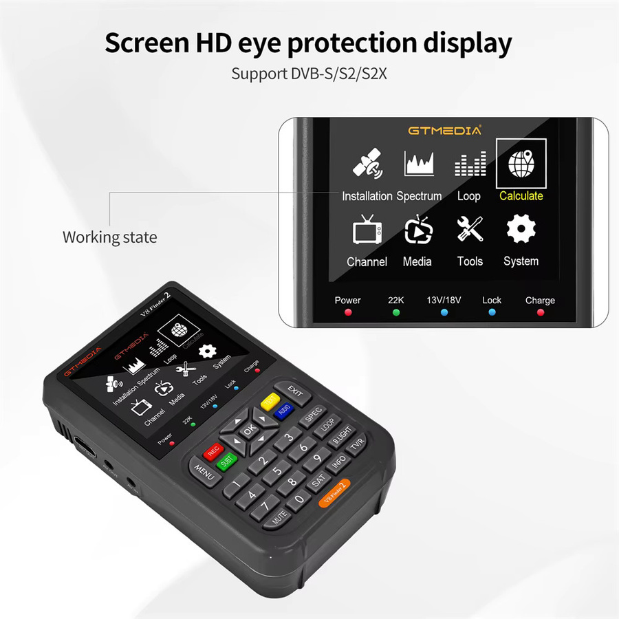 GTMEDIA V8 Finder 2 Satelliten-Finder-Messgerät mit 3,5 Zoll LCD-Display, DVB-S/S2/S2X Unterstützung, 1080P Full HD und USB-C-Anschluss - Bild 2