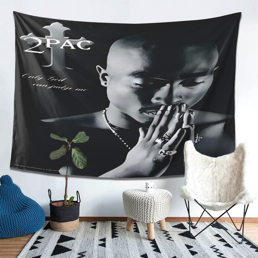 Wandteppich 2Pac Tupac Shakur von JMG Household Supplies, Farbe: Schwarz, Material: Polyester, Breite: 40 cm, Höhe: 60 cm - Bild 2