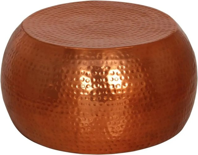 vidaXL Couchtisch aus Aluminium in Gold, modern und gehämmert, Durchmesser: 55 cm, Höhe: 28 cm - Bild 1