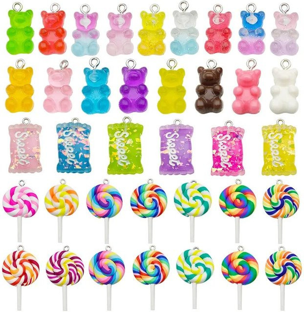 32 Stück Charme Anhänger Harz, Bunt, Gummibärchen, Lutscher - Bild 1