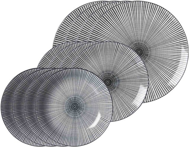 Ritzenhoff & Breker Teller-Set Takeo Stripes in Weiß, 12er Set - Bild 1