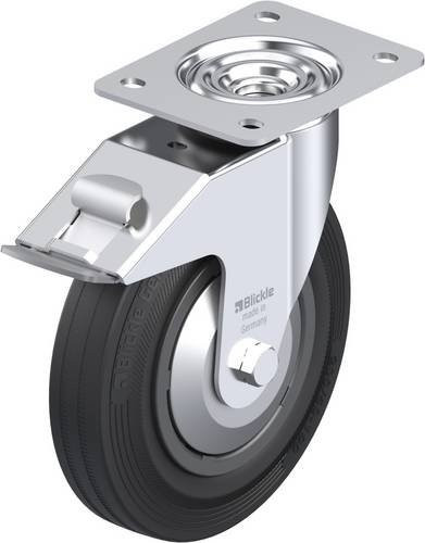 Blickle Lenkrolle LE-VPP 200R-FI-FA mit Feststeller in Schwarz und Silber, Rad-Durchmesser: 20 cm, Tragfähigkeit: 205 kg - Bild 1