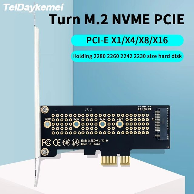 TelDaykemei M.2 NVMe zu PCIe 4.0 Adapter mit Aluminium SSD Kühlkörper in Schwarz - Bild 1
