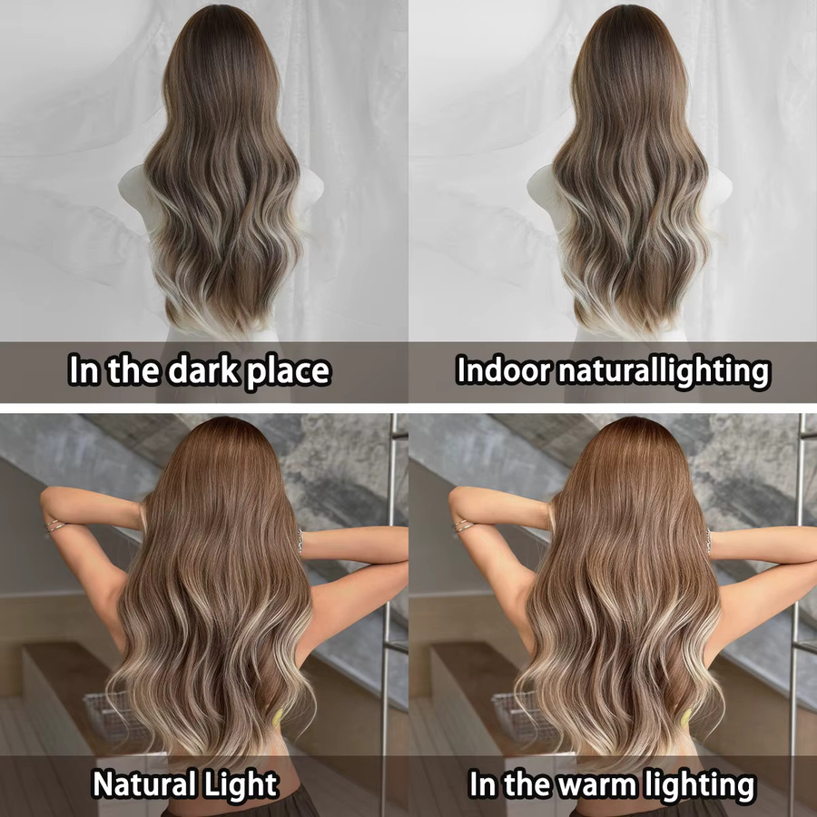 NAMM Perücke, lange wellige braune Ombre blonde Synthetikperücke, Damen - Bild 4