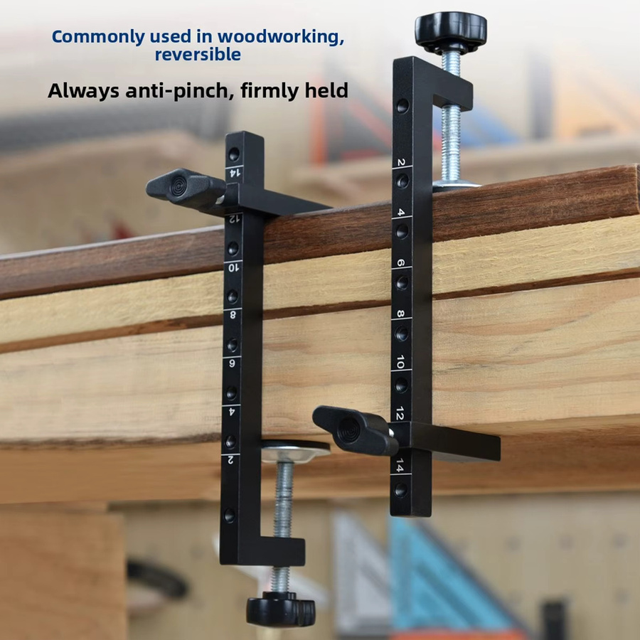Meterk Schreibtisch-C-Klemme in Schwarz mit Feinabstimmungsschraube für Holzbearbeitung und Handwerk, Spannweite 0–14,2 cm - Bild 3