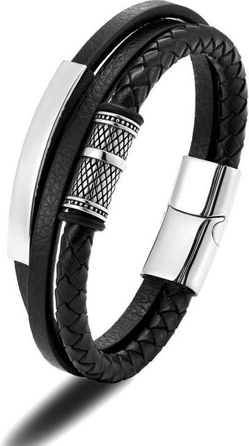 YULIN Lederarmband Edelstahl, Wikingerkompass, Herren, 23cm - Bild 1