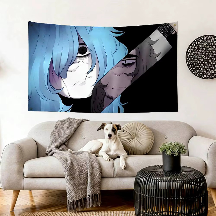 Kayou Sally Face Wandteppich mit geometrischem Portrait-Muster in Multicolour - Bild 3
