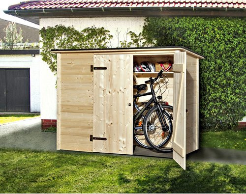 WEKA Gartenhaus Fahrrad-Box Pultdach-Mehrzweckschrank aus Massivholz in Beige B/H/T: 219 x 151 x 84 cm - Bild 2