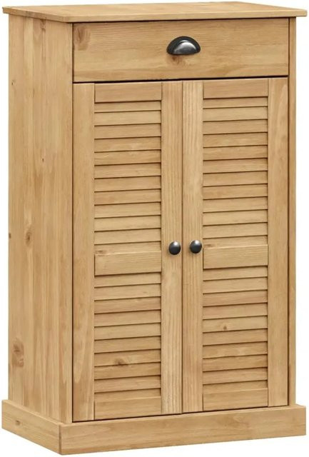 vidaXL Schuhschrank VIGO aus Massivholz Kiefer in Braun mit Jalousie-Design, B/T/H: 60 x 35 x 96 cm - Bild 1