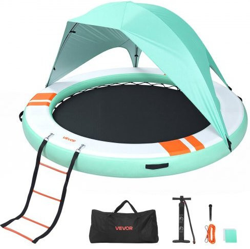 VEVOR Inflatable Floating Dock Runde Plattform mit rutschfester Oberfläche, inklusive Tragetasche und abnehmbarer Leiter, Durchmesser: 2,44 m - Bild 1