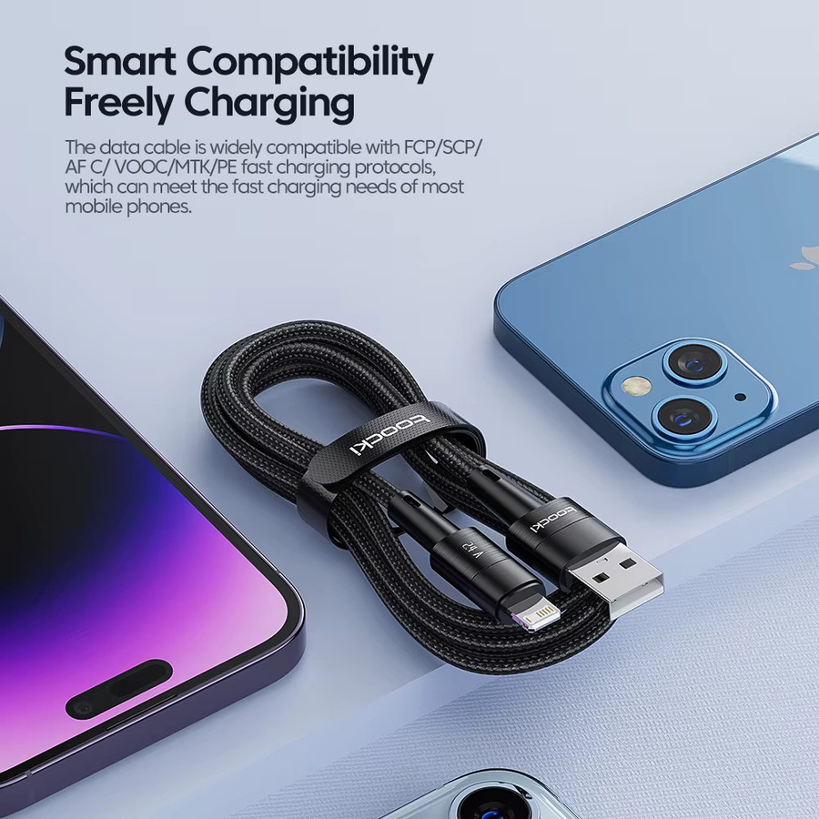 Toocki USB-A auf Lightning Schnellladekabel für iOS Geräte in Schwarz - Bild 3