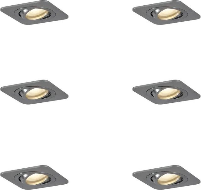 AlberTo QAZQA Set mit 6 runden Einbaustrahlern in Gunmetal, GU10, verstellbar, IP44, Durchmesser: 50 mm - Bild 1