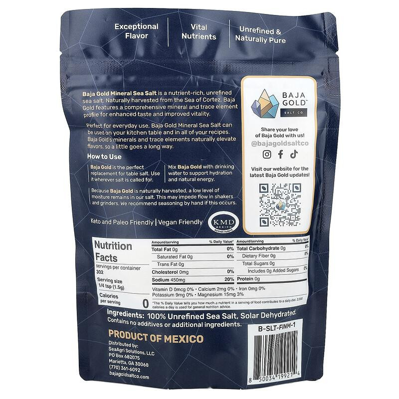 Baja Gold Mineralisches Meersalz feine Körnung 454 g - Bild 2