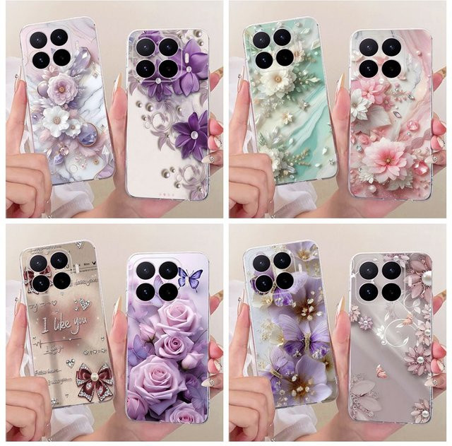 Xiaomi 17T und 17T Pro Handyhülle aus weichem Silikon mit Blumenmuster in Transparent - Bild 1