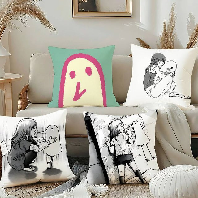 52TOYS Goodnight Punpun Kissenbezug aus Polyester mit Reißverschluss, Mehrfarbig, B/T/H: 40 x 40 x 40 cm - Bild 1