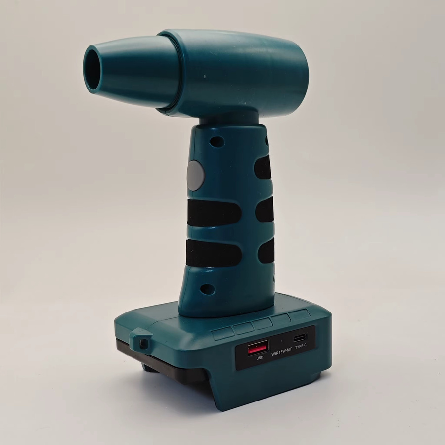 Makita Kabelloser tragbarer Haartrockner für 18V Li-Ion Akkus, 3-Gang-Handbläser mit USB-Ladeanschluss, Blau - Bild 2