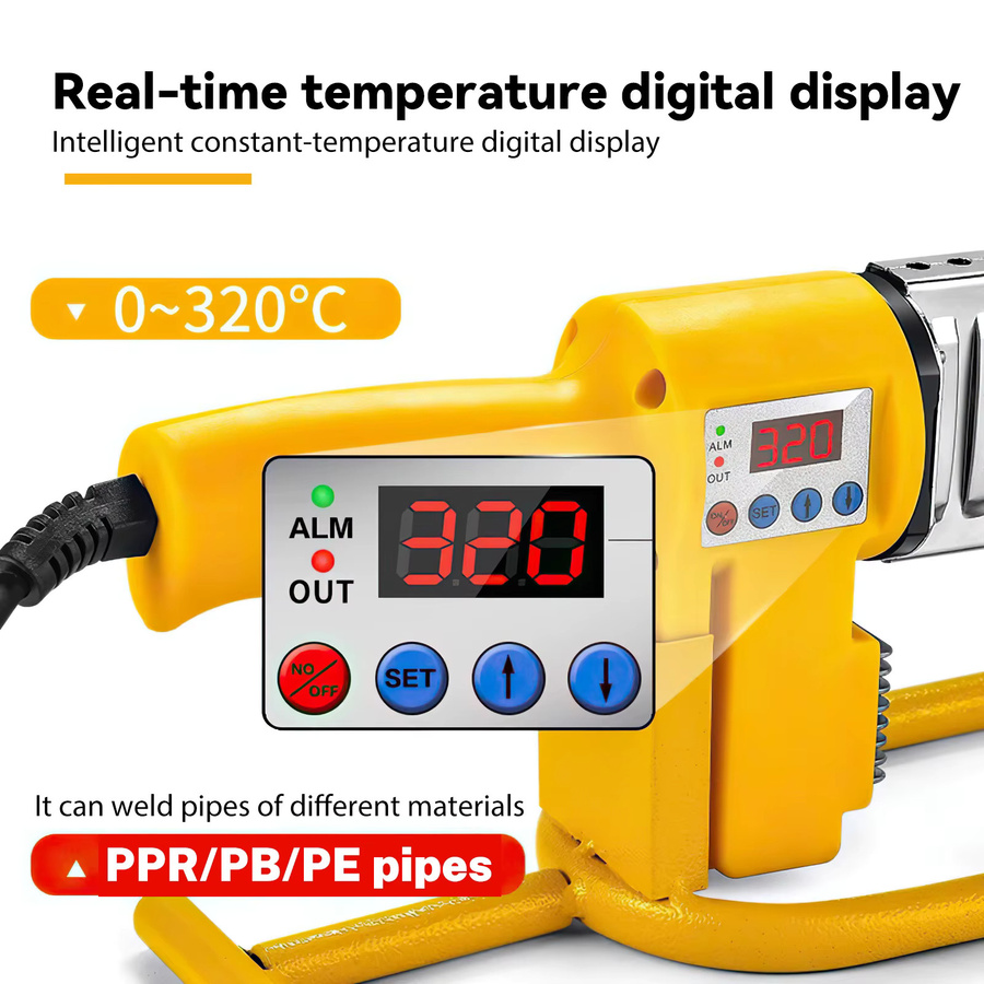 DWiusty Rohrschweißmaschine 1000W 220V Thermofusionsgerät für PB, PP, PE und PPR in Gelb - Bild 4