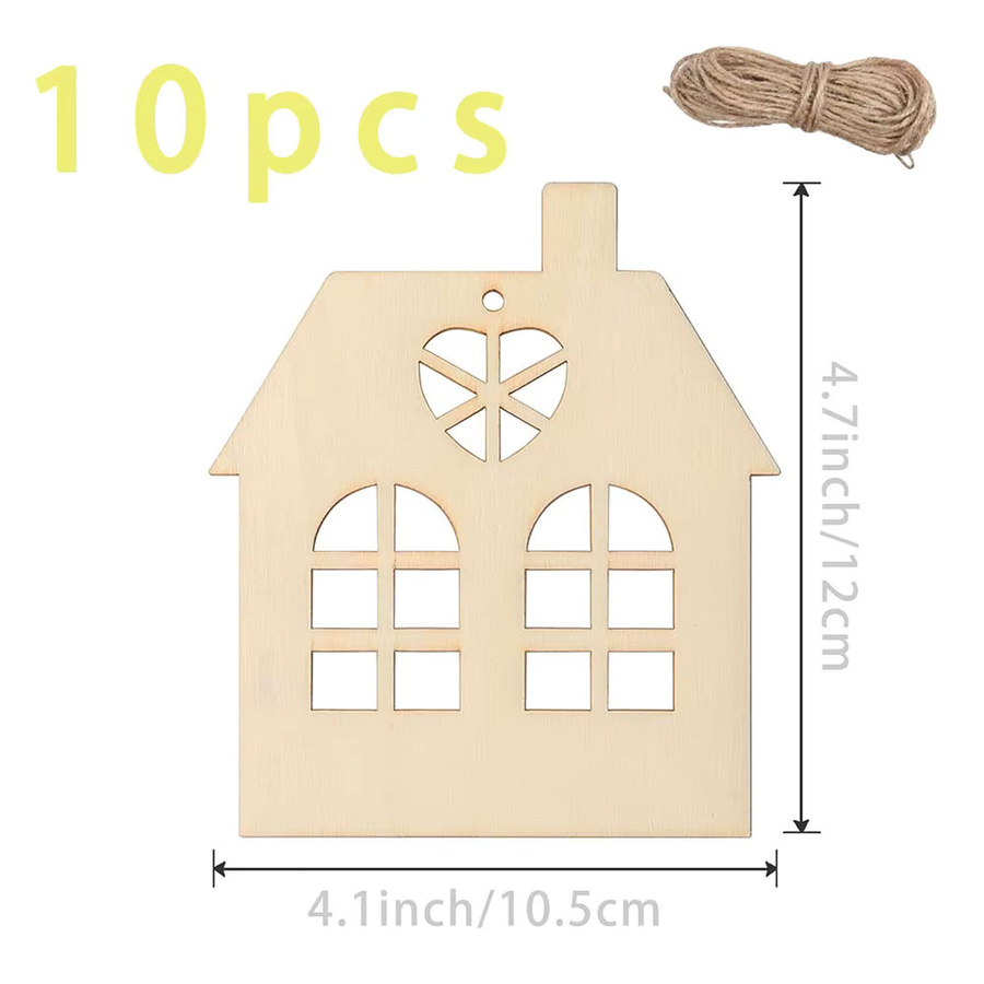 DIY Holz-Haus zum Bemalen und Gestalten als kreativer Anhänger für Graffiti und Geschenke, Weiß/Mehrfarbig, B/T/H: 12,0 x 10,5 x 10,0 cm - Bild 2