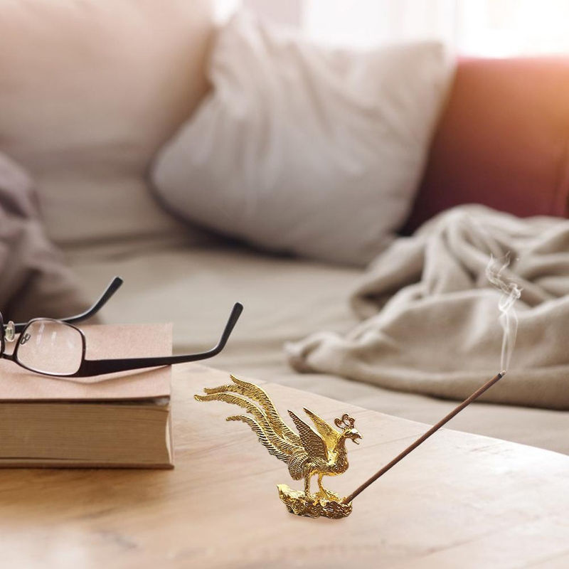 CosyHome Phönix Räucherkamin aus Zinklegierung in Antik-Gold zur Aromatherapie und Dekoration - Bild 2