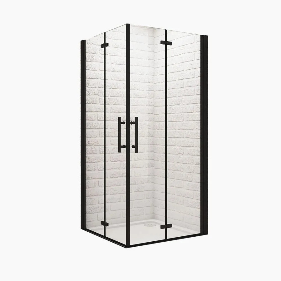 Duschparadies Duschkabine Eckeinstieg mit Falttüren in Schwarz, B/T/H: 120 x 90 x 185 cm, 6mm Nano Glas - Bild 2