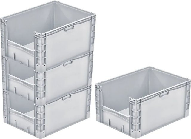 PROREGAL SparSet 4x Euro-Norm Großbehälter Insight Transportboxen, Grau, H x B x T: 42 x 60 x 80 cm, 168 Liter - Bild 1