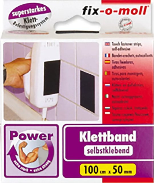 Fix-o-moll Power-Klettband selbstklebend Schwarz Breite: 50 mm, Länge: 100 cm - Bild 1