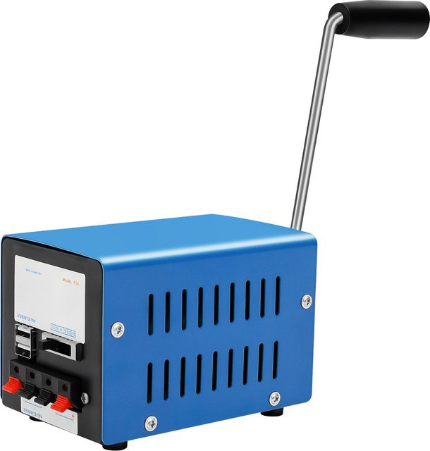 Manueller Kurbelgenerator 20 W in Blau, tragbares Notladegerät für Camping und Outdoor - Bild 1