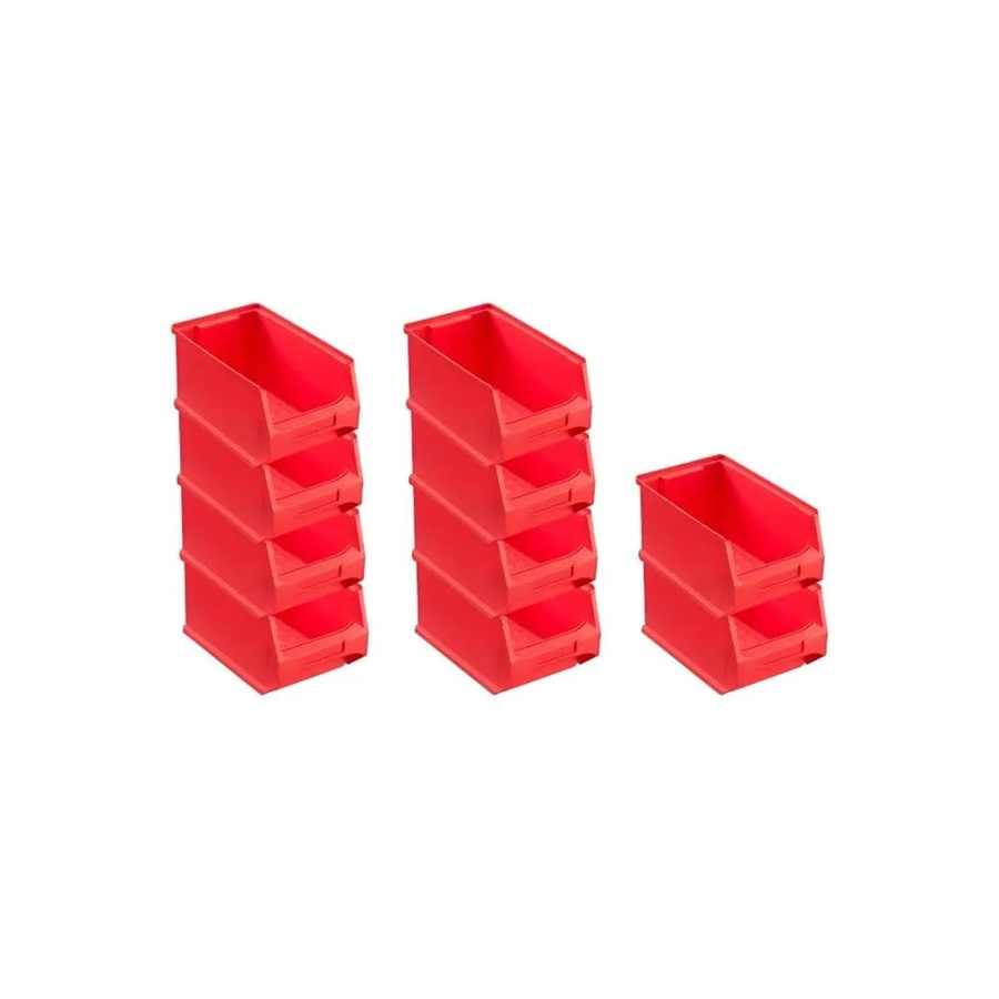 PROREGAL SparSet 10 Stück Rote Sichtlagerboxen aus Kunststoff, H x B x T: 12,5 x 14,5 x 23,5 cm - Bild 2