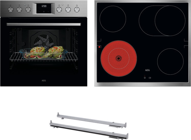 AEG Einbauherdset EX12ET2 in Silber/Schwarz mit Glaskeramikkochfeld, Heißluft und LED-Display - Bild 1