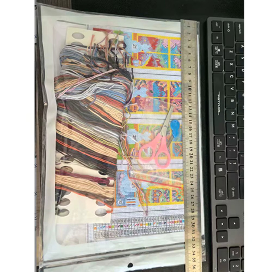 Saisonales Katzen-Kreuzstich-Lesezeichen-Bastelset in Multicolour mit geflochtenem Seil für Buchliebhaber - Bild 3