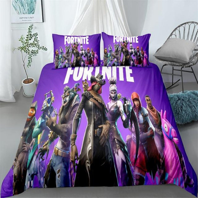 Fortnite Bettwäsche-Set von Gu Tao mit Bettbezug und Kissenbezug in Lila, Breite: 135 cm, Länge: 200 cm - Bild 1