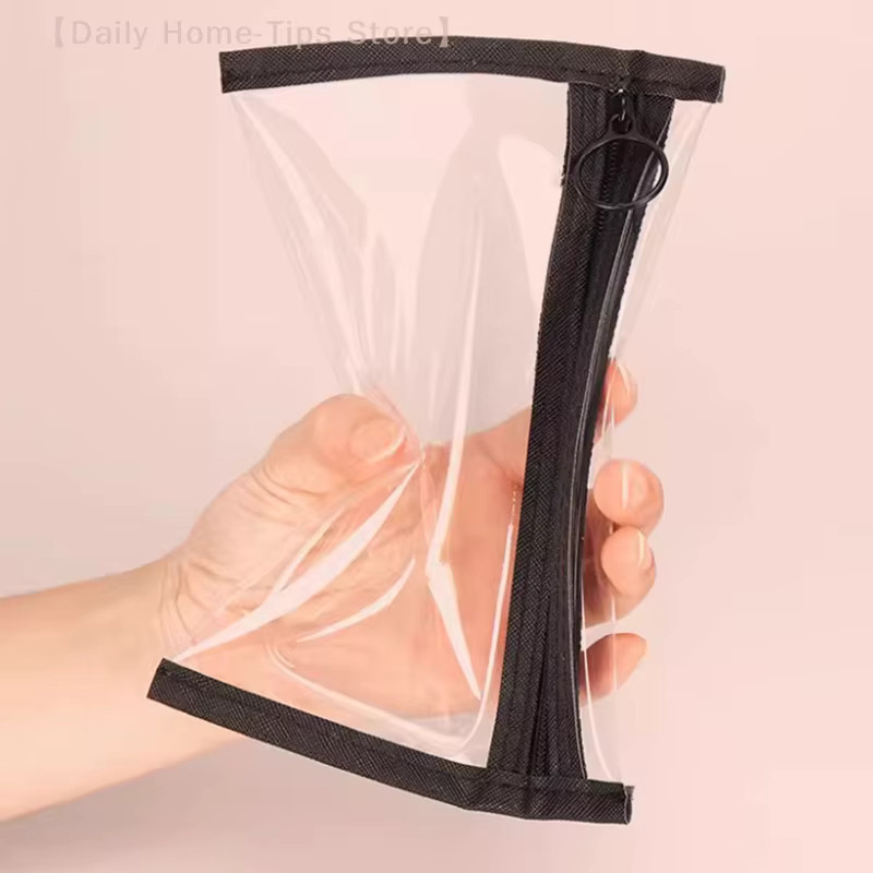 Transparente PVC-Reißverschluss-Aufbewahrungstasche von YY als Organizer für Reisepass, Münzen, Schlüssel und Kleinteile in Schwarz - Bild 2