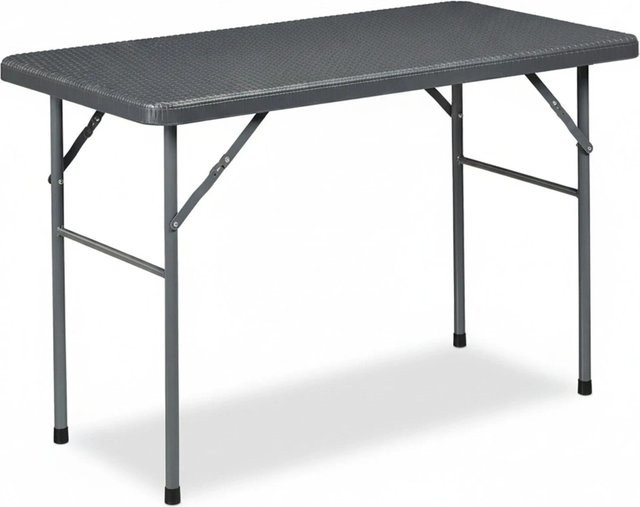 Relaxdays Gartentisch in Rattanoptik aus Kunststoff und Stahl, grau, klappbar, B/T/H: 121,5 x 61 x 74 cm - Bild 1