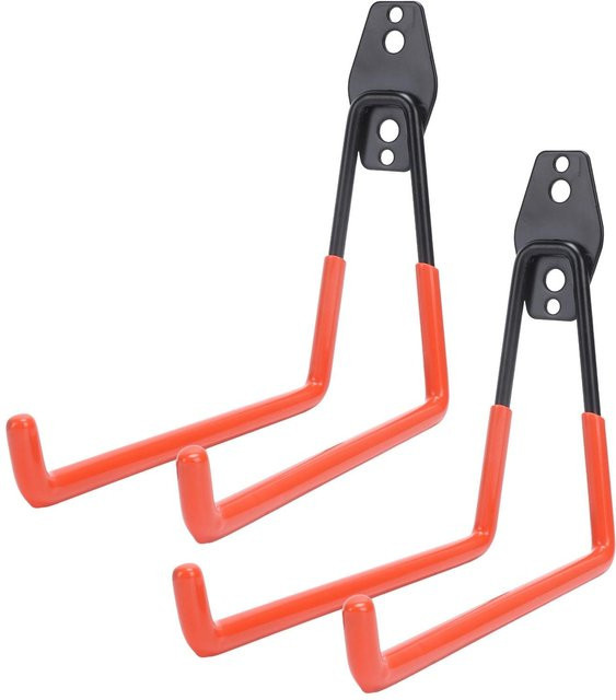 Fishine Garagenhaken Set aus Stahl in Orange, 2 Stück multifunktionale Wandhalterung zur Garagenaufbewahrung und zum Aufhängen von Fahrrädern - Bild 1