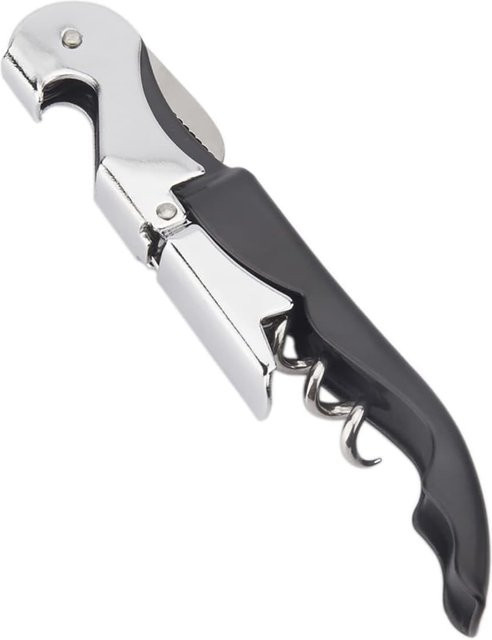 410 Kellner-Korkenzieher in Schwarz aus Metall mit Folienschneider, professioneller manueller Weinöffner für Barkeeper und Service - Bild 1
