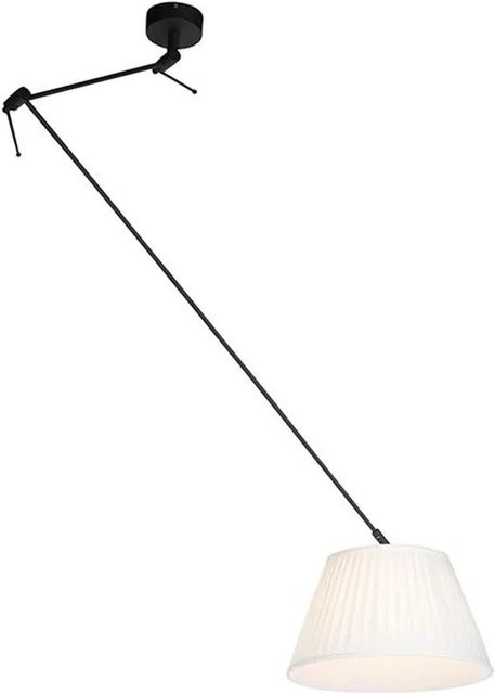 QAZQA Hängelampe mit plissiertem Stoffschirm in Creme und Schwarz, Durchmesser: 35 cm - Bild 1