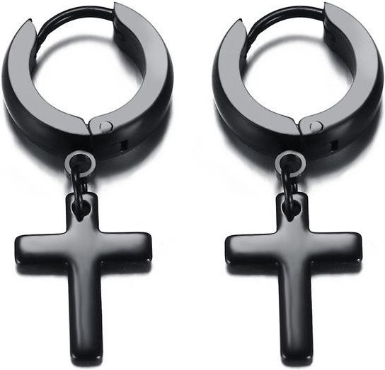 Lucky Star Jewelry Ohrring mit Kreuzanhänger, Edelstahl, Zirkonia, Herren - Bild 1