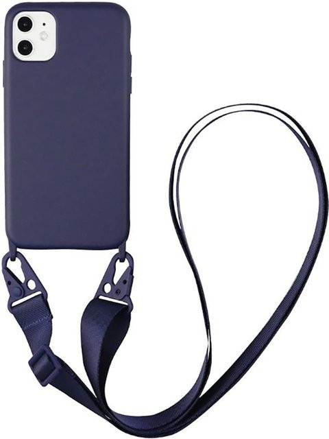 Silikon-Handyhülle mit Lanyard und Crossbody-Kette für Apple iPhone 16 15 14 13 12 11 Pro Max Mini Plus in Blau - Bild 1