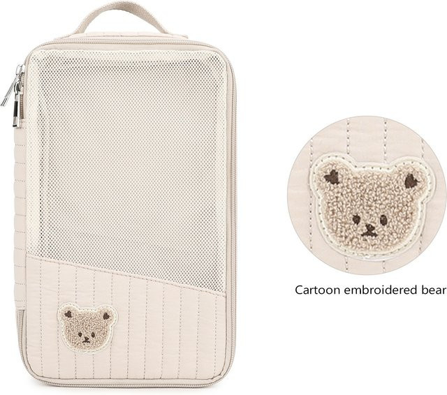 DANIVIVI Wickeltaschen-Set aus Baumwolle in Beige mit Baby-Organizer Caddy und Windel-Aufbewahrungstasche - Bild 1